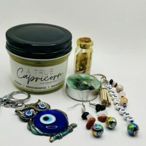 CAPRICORN GIFT Zodiac Healing Crystals Gift Set (6 pc) - FREE abundance candle